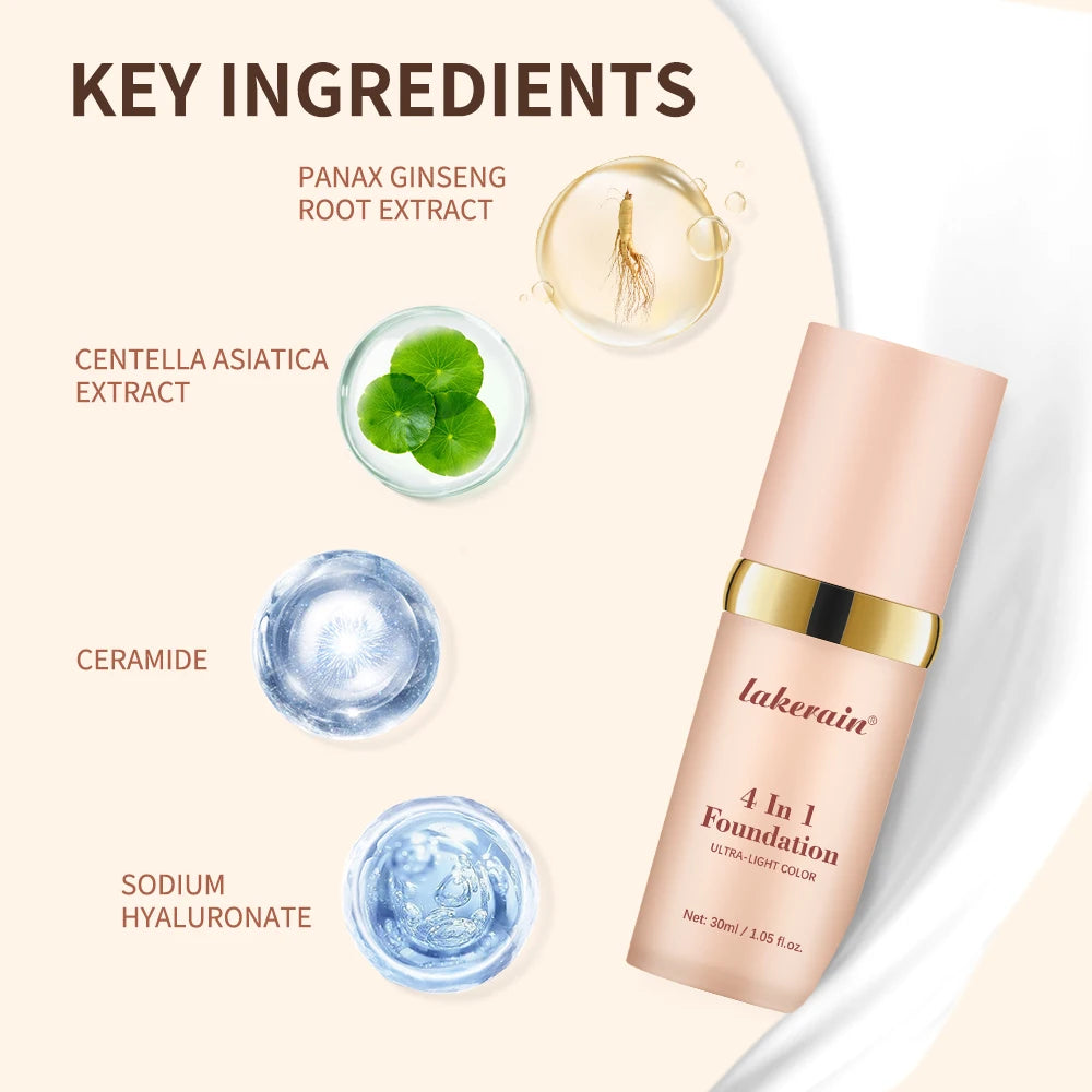 4-in-1 Color-Changing Foundation SPF 30 – Hydrating & Waterproof Liquid Foundation Qst