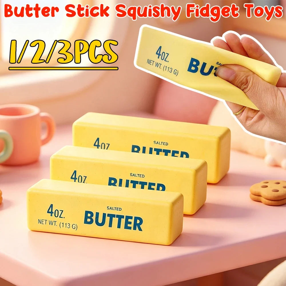 Butter Stick Squishy Fidget Toy – Elastic Cheese Squeeze Squishy Fidget Toy Qme
