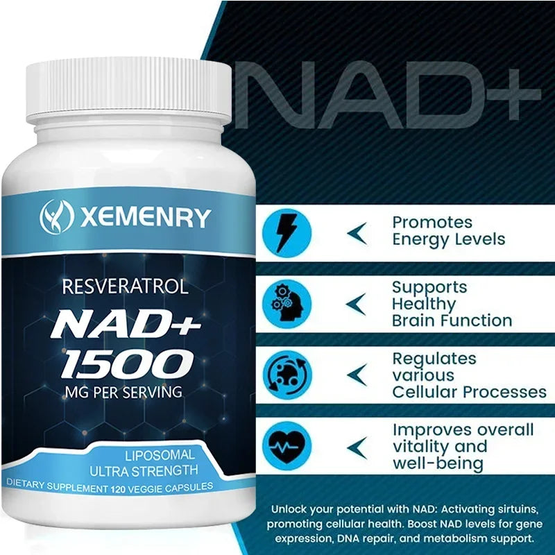 NAD+ Supplement with Resveratrol – 1500mg Cellular Vitality NAD+ Supplement Qst