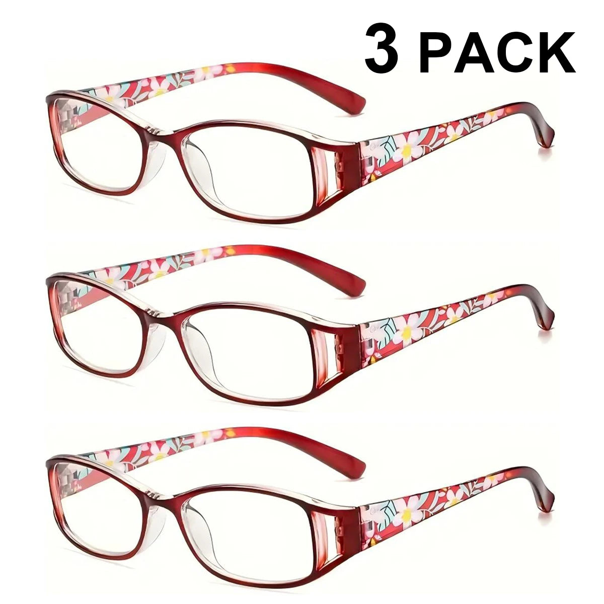 VOPHA Women's Anti-Blue Light Reading Glasses +1.00–+3.00 Reading Glasses Qst 250 3pcs-Red