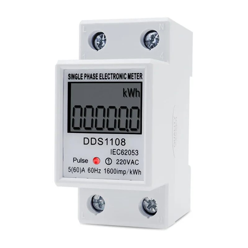 Digital Single Phase Energy Meter AC220V 60Hz LCD KWh Display Energy Meter Qme