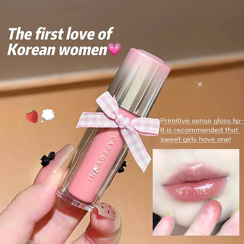 Strawberry Lip Gloss Glass Mirror Shine Tint – Hydrating, Long Lasting Lip Gloss Tint Qme