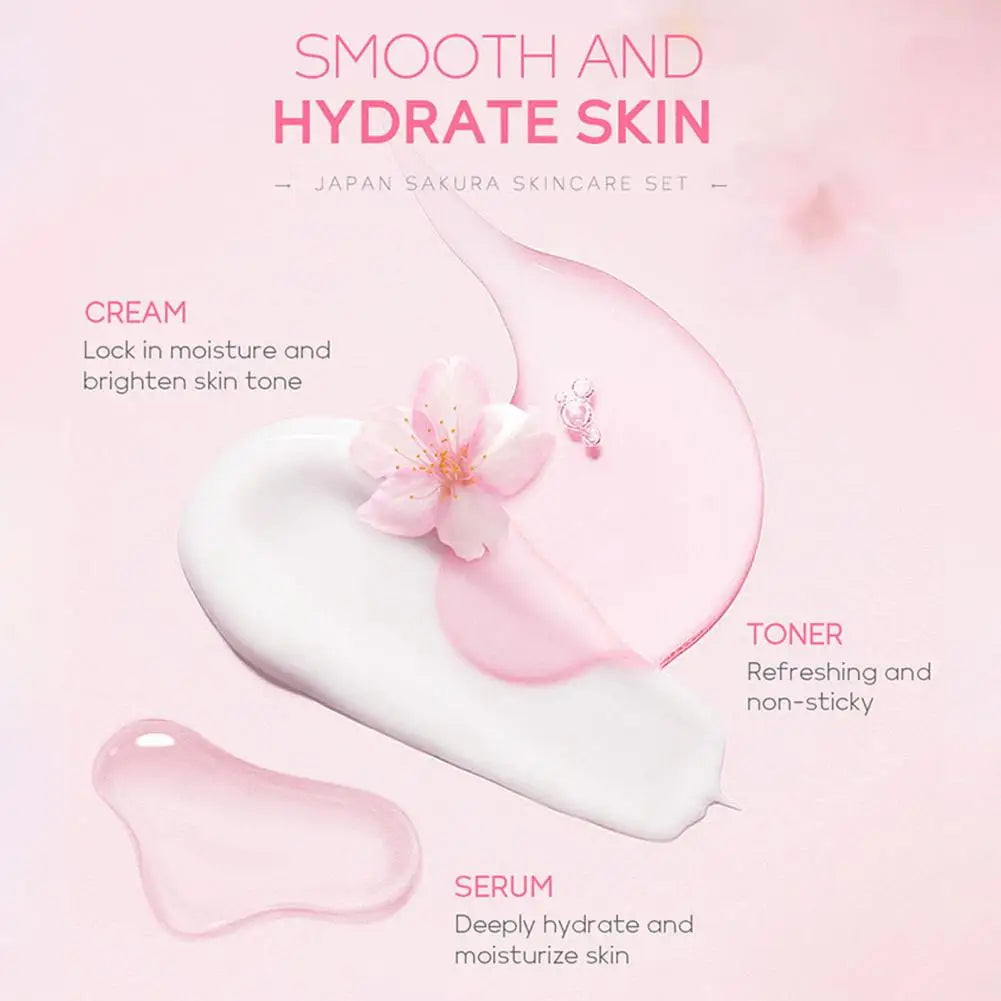 5-Piece Sakura Skin Care Set – Cleanser, Serum, Toner & Cream Skin Care Set Qme