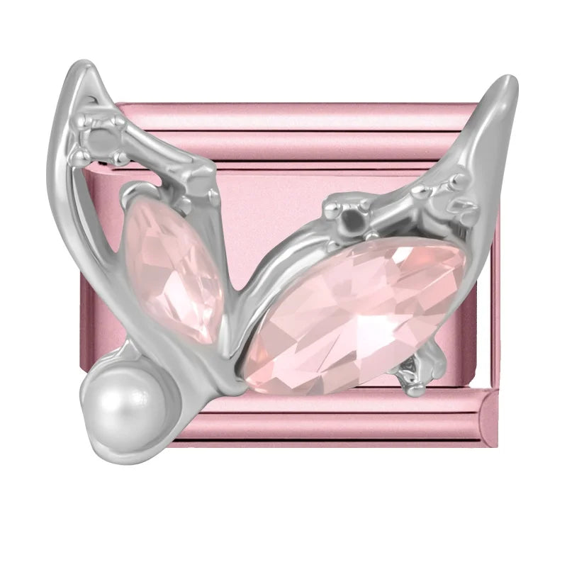 Zircon Bow & Star Italian Charm Links | Stainless Steel DIY Italian Charm Links Qme Style 12