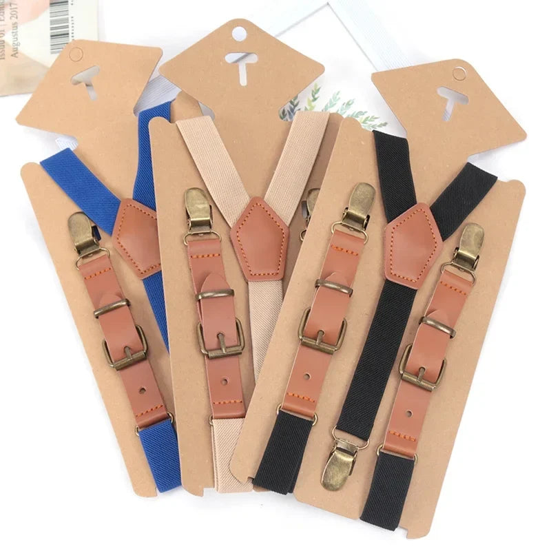 Kids Y-Back Suspenders | 3 Clips Adjustable Elastic Braces Kids Suspenders Qme