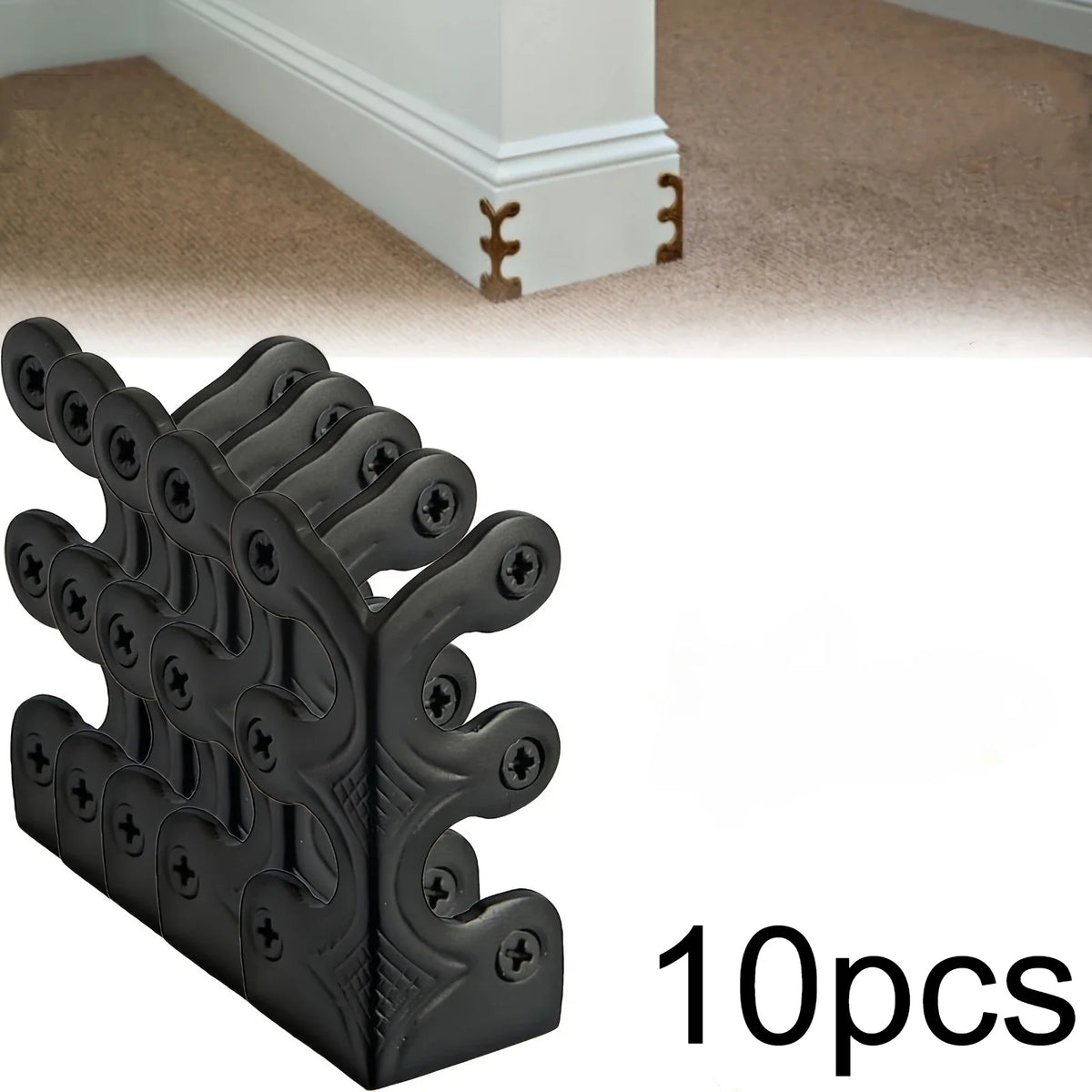 Solid Metal Skirting Board Corner Covers | 10 Pack, 4 Colors Corner Protective Cover Qme Black-10pcs