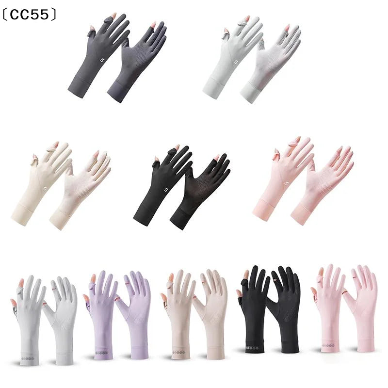 Ice Silk UV Gloves – Touchscreen Driving & Riding Women Sun Protection Gloves Qst