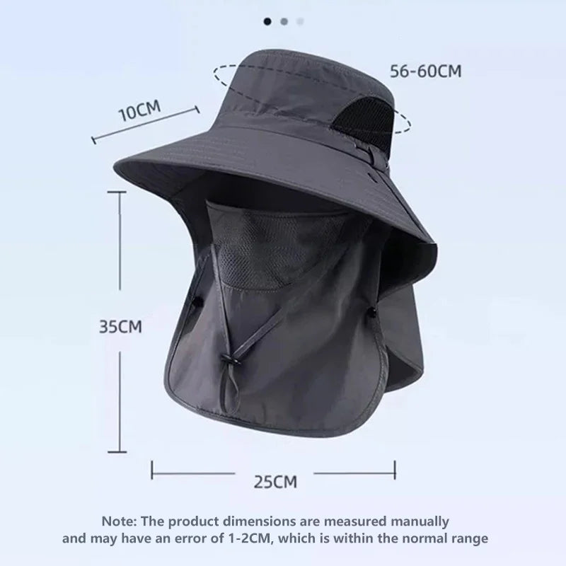 UPF 50+ Wide Brim Sun Hat with Face Mask – Outdoor Cap Wide Brim Sun Hat Qme