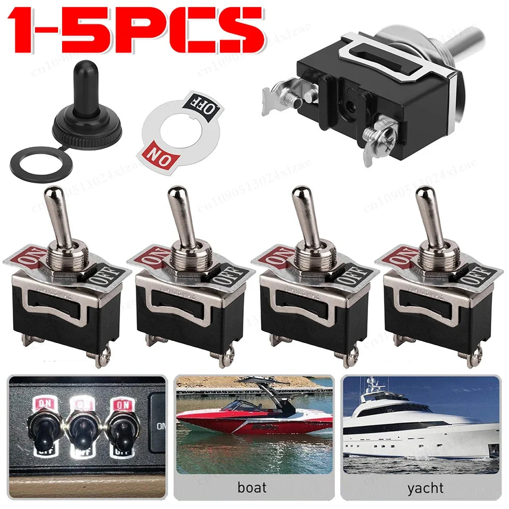 SPST Waterproof Rocker Switch 2-Pin Heavy Duty Toggle & Boot Cap Waterproof Rocker Switch Qme