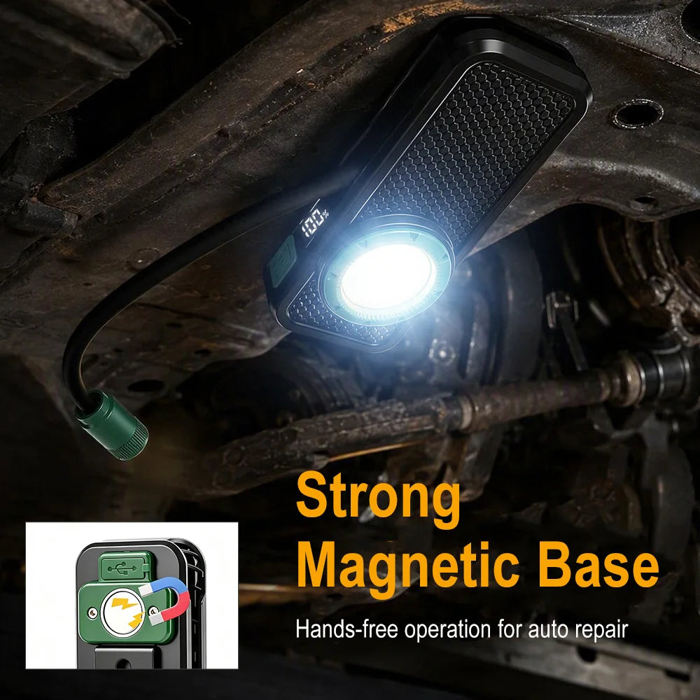 BORUiT 800LM COB LED Work Light – Magnetic, Rechargeable Portable Work Light Qst