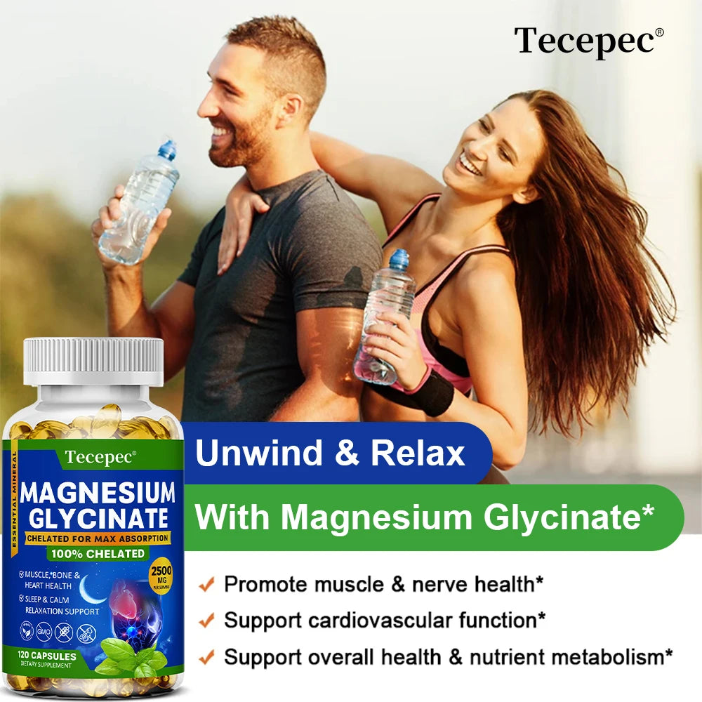 Magnesium Glycinate 2500mg Capsules – Muscle, Nerve & Bone Magnesium Supplement Qst