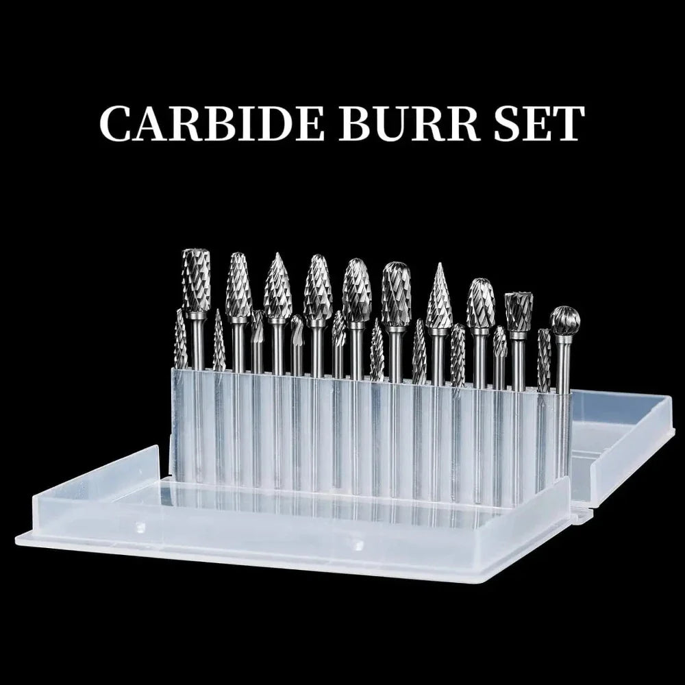 Double Cut Carbide Burr Bits 3mm Shank – 10-Pc Rotary Set Rotary Tool Bits Qme