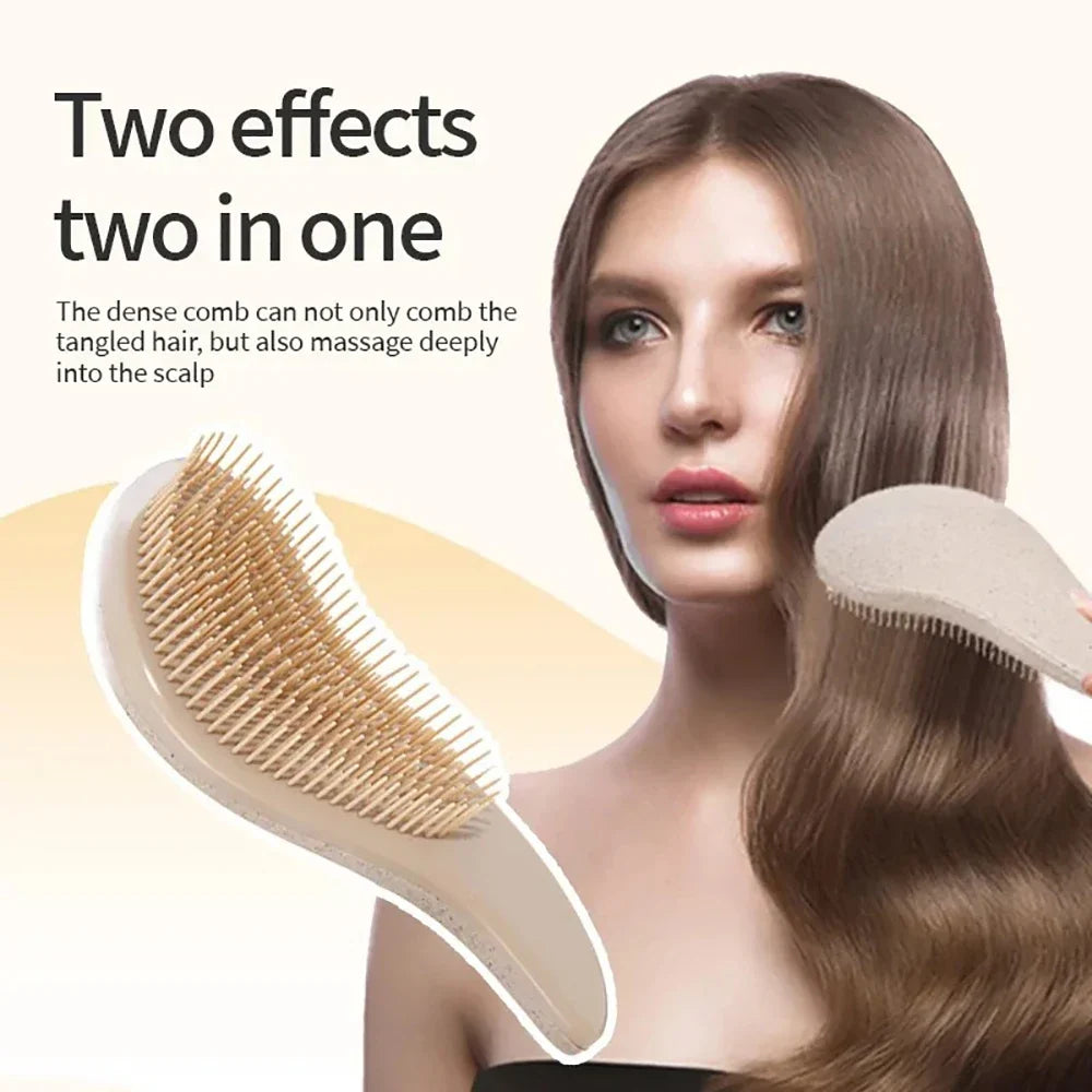 Wheat Straw Detangling Hairbrush – Soft Silicone Wide Tooth Detangling Hairbrush Qme