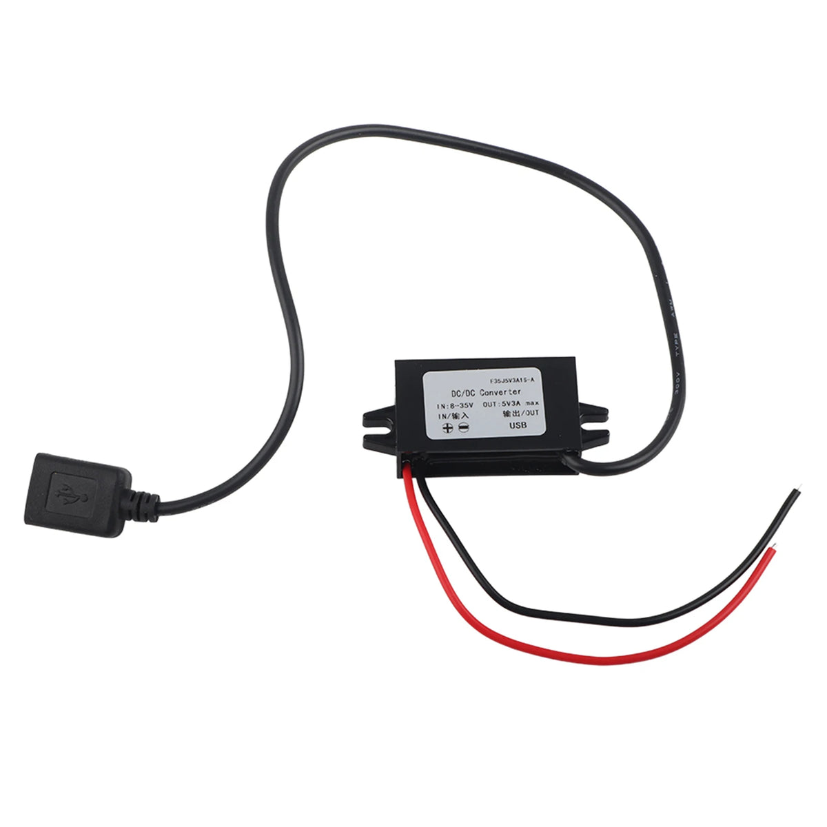 12V/24V to USB 5V 3A DC Buck Converter Step-Down Adapter DC Buck Converter Qst black