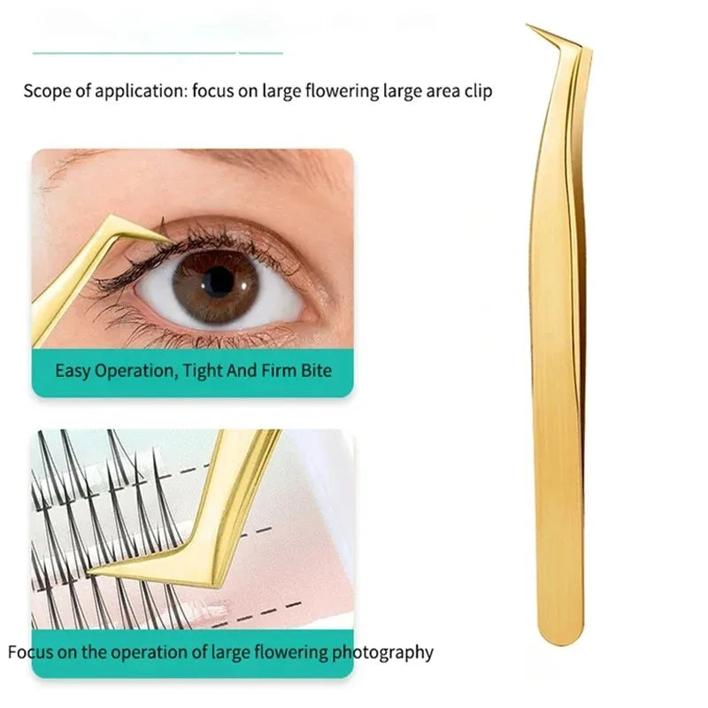 Precision Lash Tweezers Set – 3 Stainless Steel Eyelash Tools Lash Extension Tweezers Qme