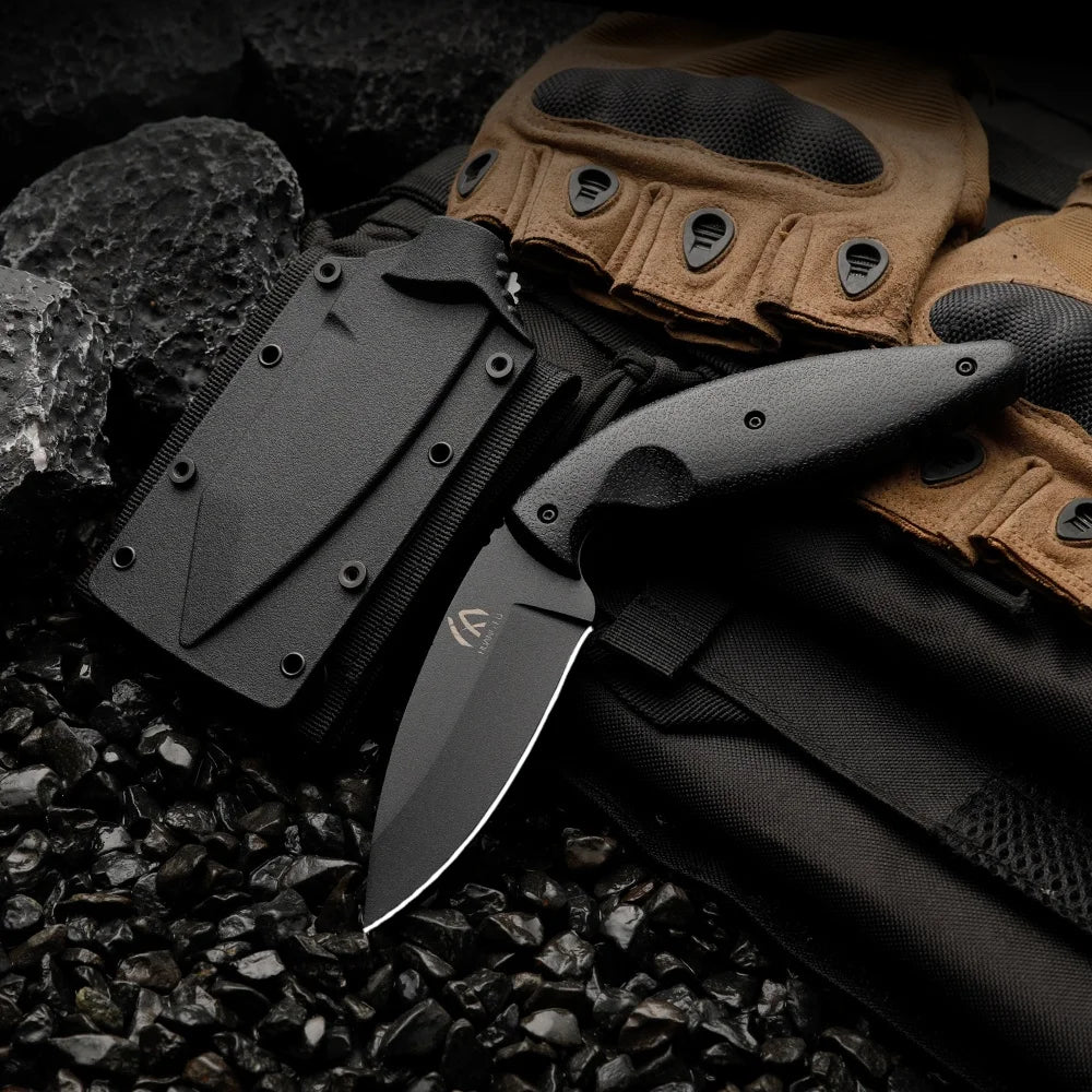 HUANGFU Straight Knife with Sheath | Steel Blade Outdoor Knife Fixed Blade Knife Qst