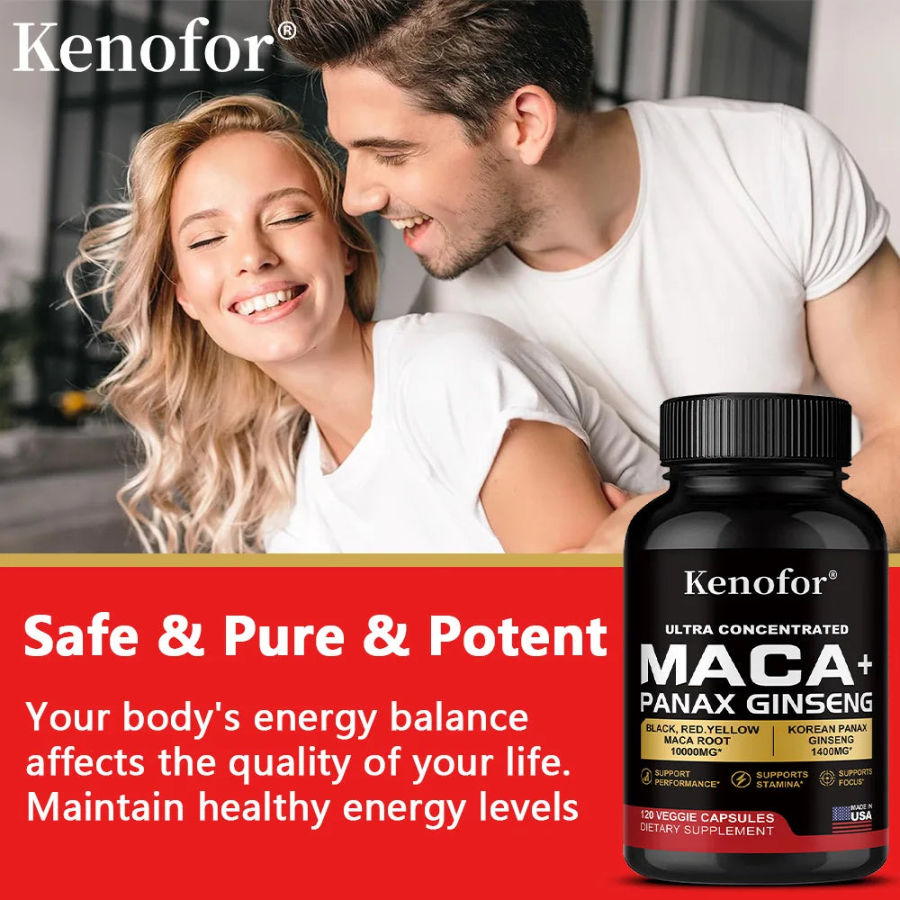 Maca Root & Korean Ginseng Capsules | Daily Vitality Supplement Herbal Supplement Qst