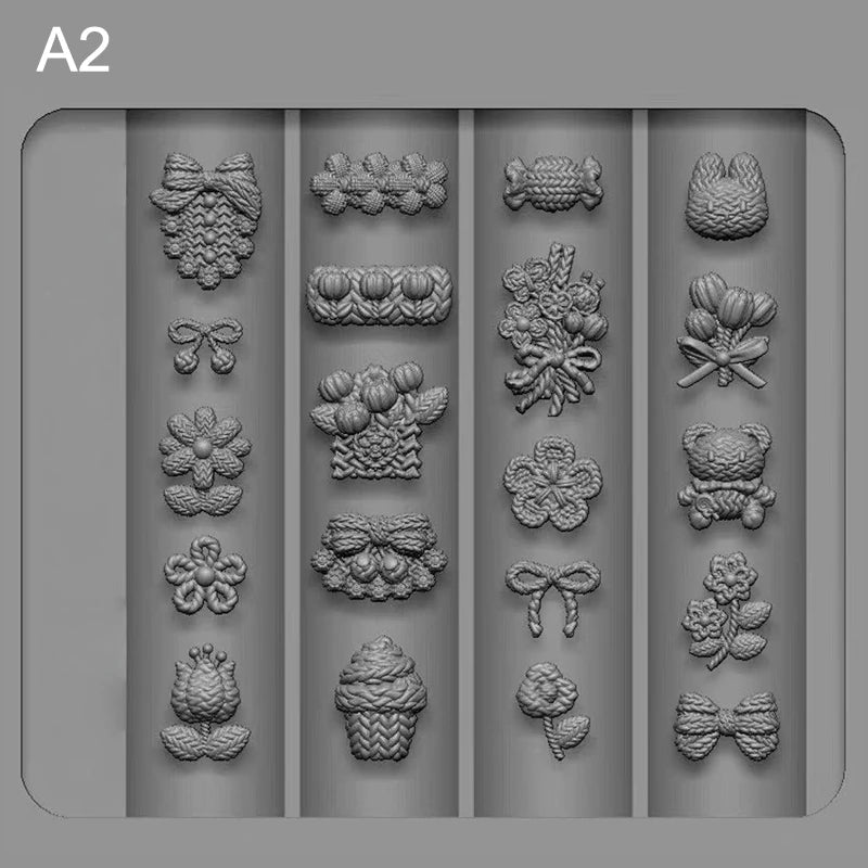 3D Silicone Nail Mold – Bow, Ribbon & Flower Nail Art Stamps Nail Art Mold Qst A2