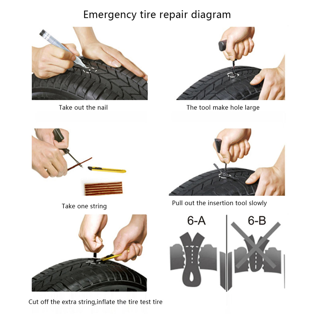100pc Tubeless Tire Repair Plugs 100x3mm – No-Glue Rubber Strips Tire Repair Plugs Qst