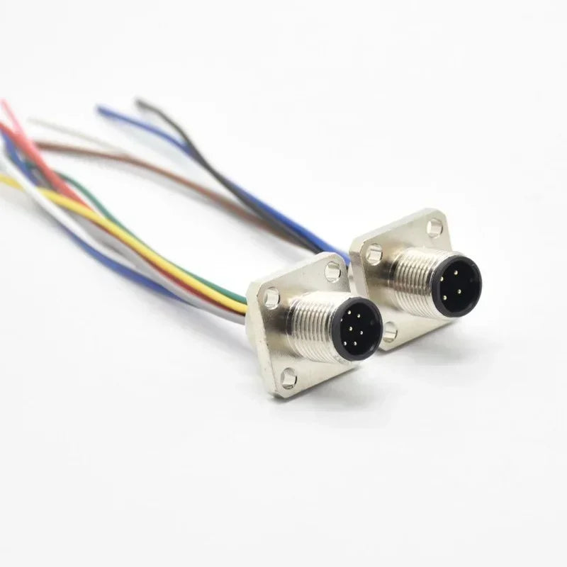 M12 Aviation Plug 8-Core 6P 2A Square Fixed Male Connector Aviation Plug Connector Qme