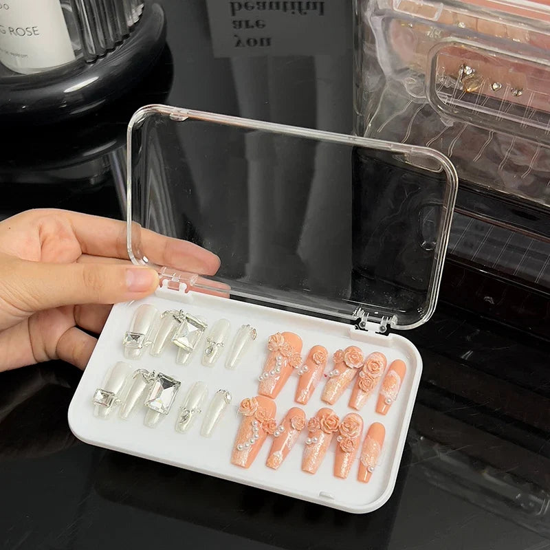 Clear Plastic Press-On Nail Storage Box with Lid | 4 Colors Nail Storage Box Qme