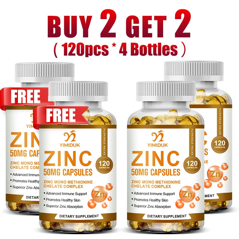 Yimiduk Zinc Supplement 120 Capsules – Buy 1 Get 1 Free Zinc Supplement Qst 120pcs-4 Bottles