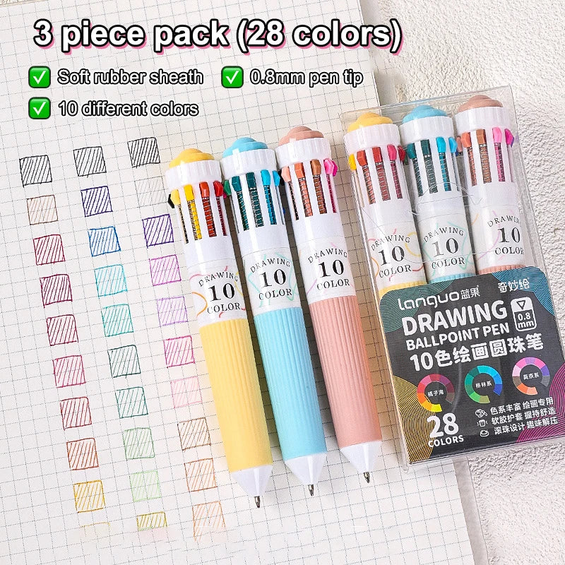 60-Pack Cartoon Ballpoint Pens Multicolor Soft Grip Set Ballpoint Pen Set Qme A1
