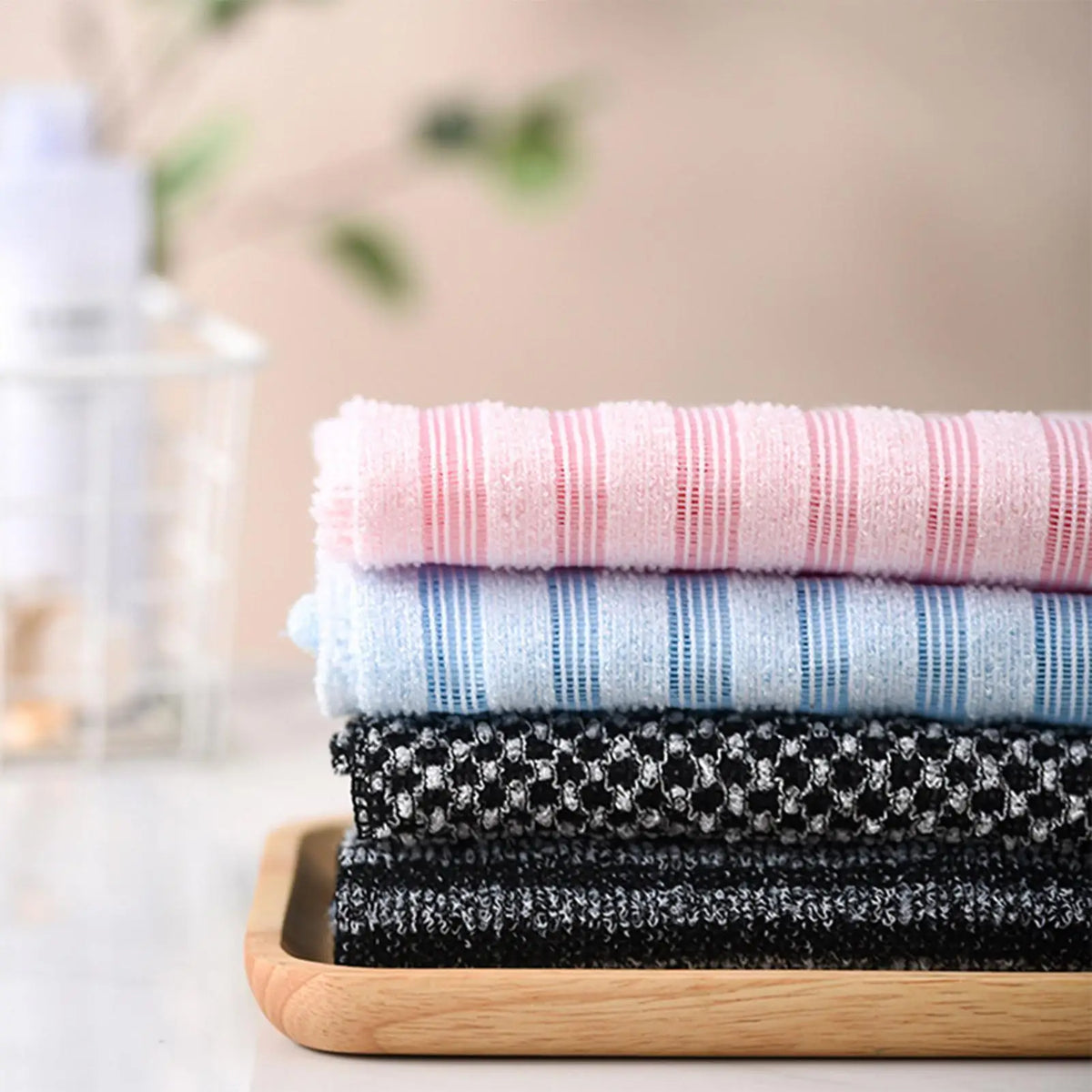 Striped Back Scrubber Exfoliating Bath Towel Wash Cloth Body Exfoliator Towel Qme