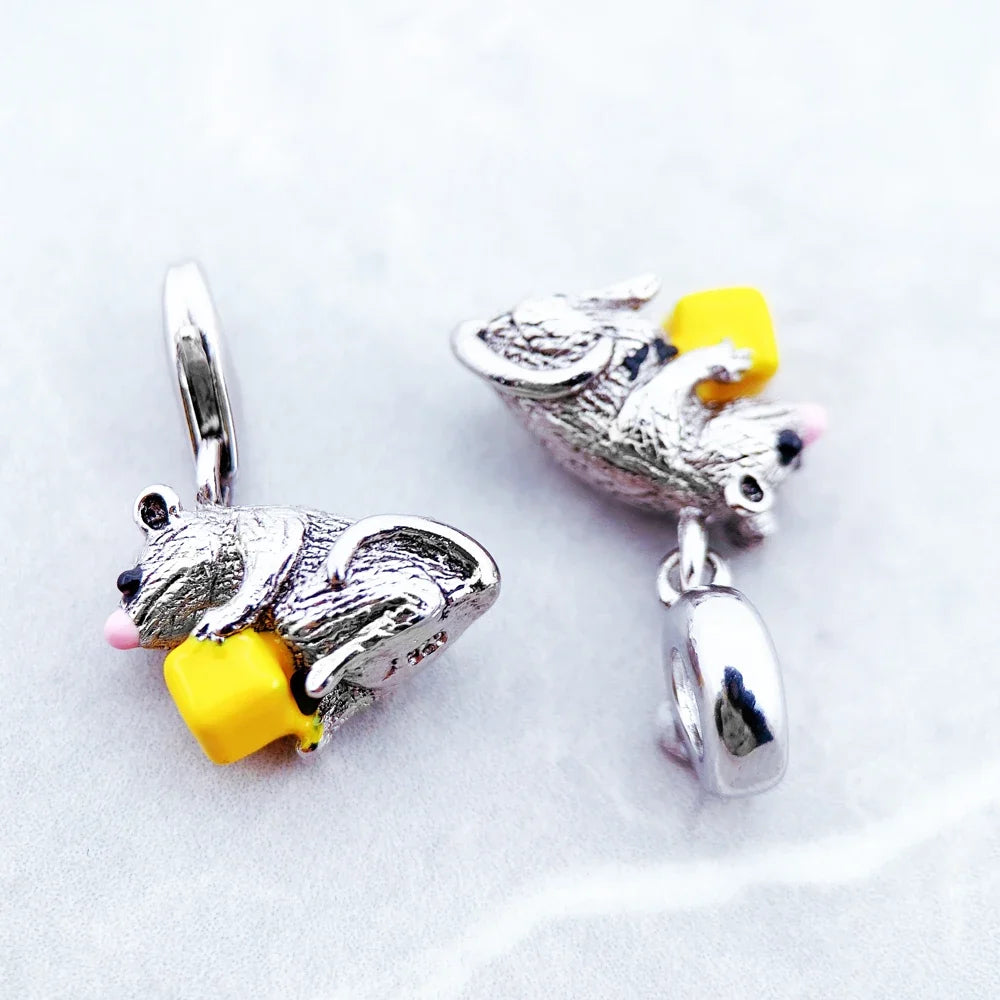Mouse & Cheese 925 Sterling Silver European Bracelet Charm Sterling Silver Charm Qme