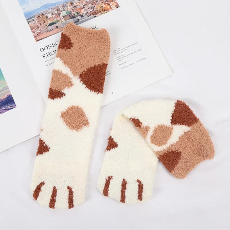 Women's Kawaii 3D Dog & Cat Paw Socks – Cute Cartoon Novelty Novelty Paw Print Socks Qme