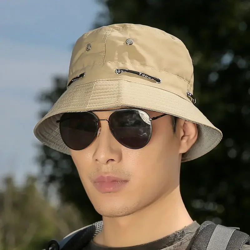 Stringed Panama Bucket Hat – Breathable Sun Hat for Men & Women Bucket Hat Qme