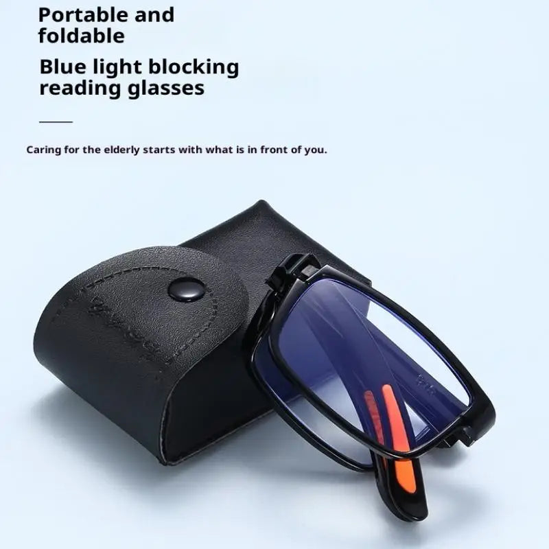 Folding Blue Light Reading Glasses with Case – Men & Women Folding Reading Glasses Qme