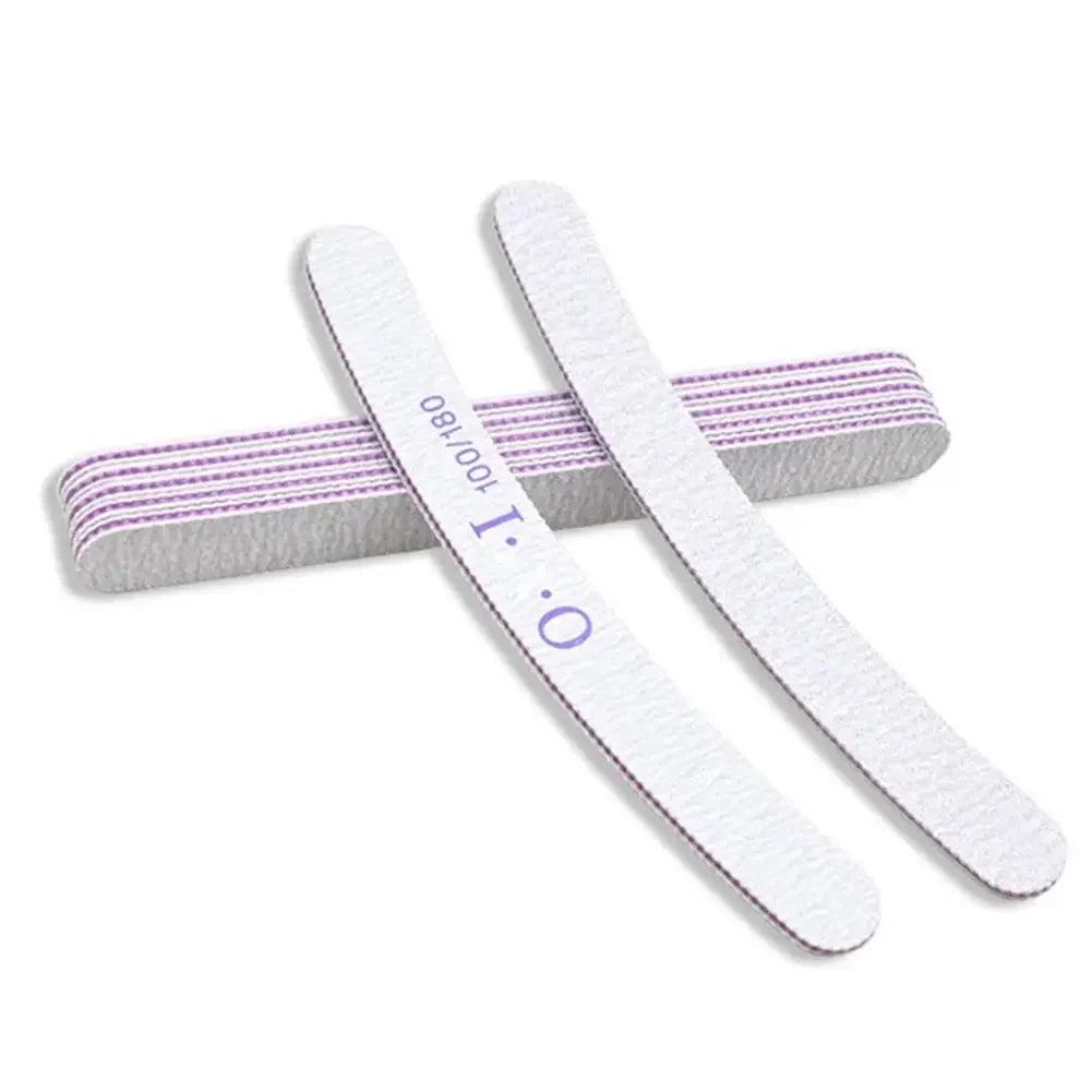 Ultra-Thin Nail Sanding Strip Files 100/180 Grit – 10 Pack Nail Files Qme Curved CN