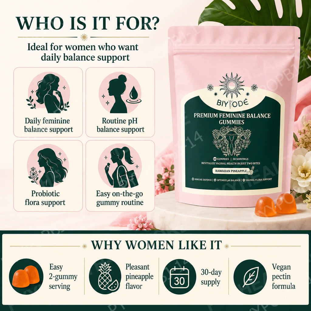 Biyode Women's Probiotic Gummies – Pineapple, 60 Count Probiotic Gummies Qst