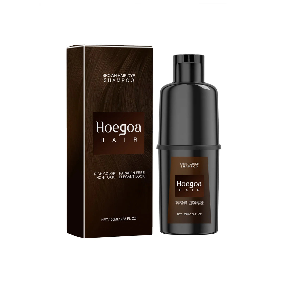 HOEGOA Herbal Hair Dye Shampoo – Black Brown Red Purple Hair Dye Shampoo Qst Brown