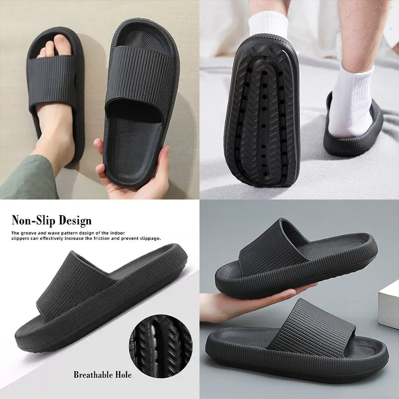 Cloud Sliders Non-Slip EVA Bathroom Slippers – Women & Men Bathroom Slippers Qme