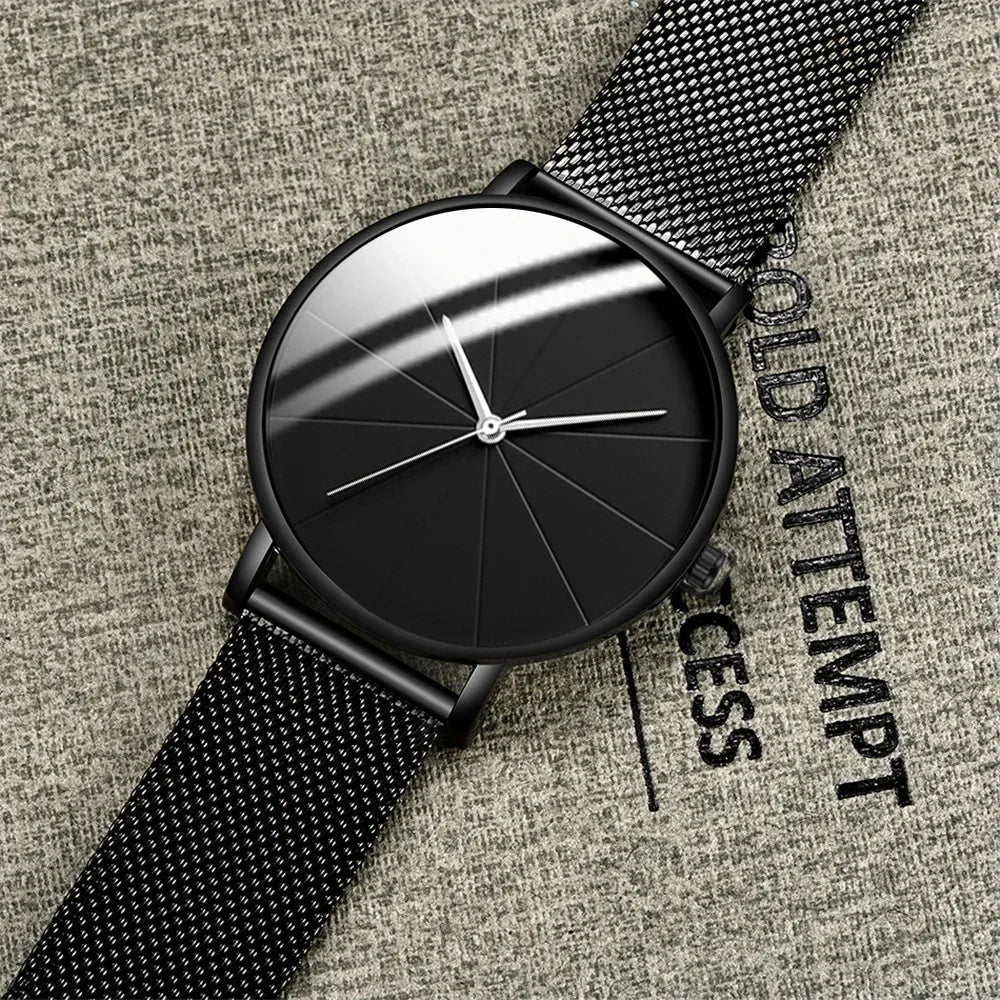 Minimalist Ultra-Thin Men's Business Watch | Stainless Steel Men's Quartz Watch Qme