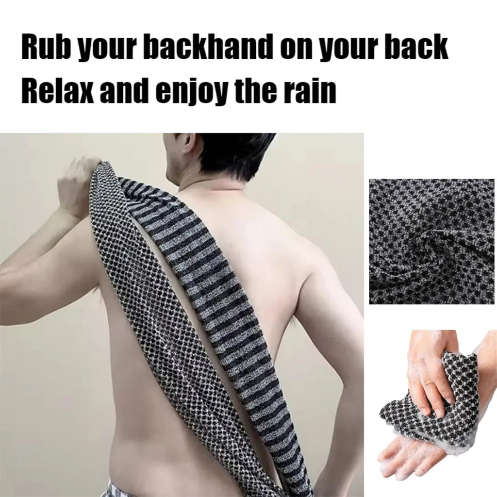 Japanese Exfoliating Bath Towel – Ultra-Long Back Scrubber Exfoliating Bath Scrubber Qme