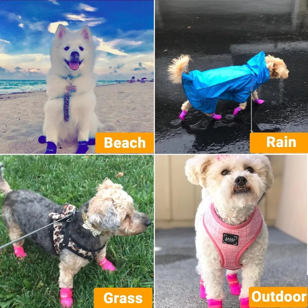 Waterproof Silicone Dog Rain Boots | Anti-Slip Pet Shoes Dog Rain Boots Qme