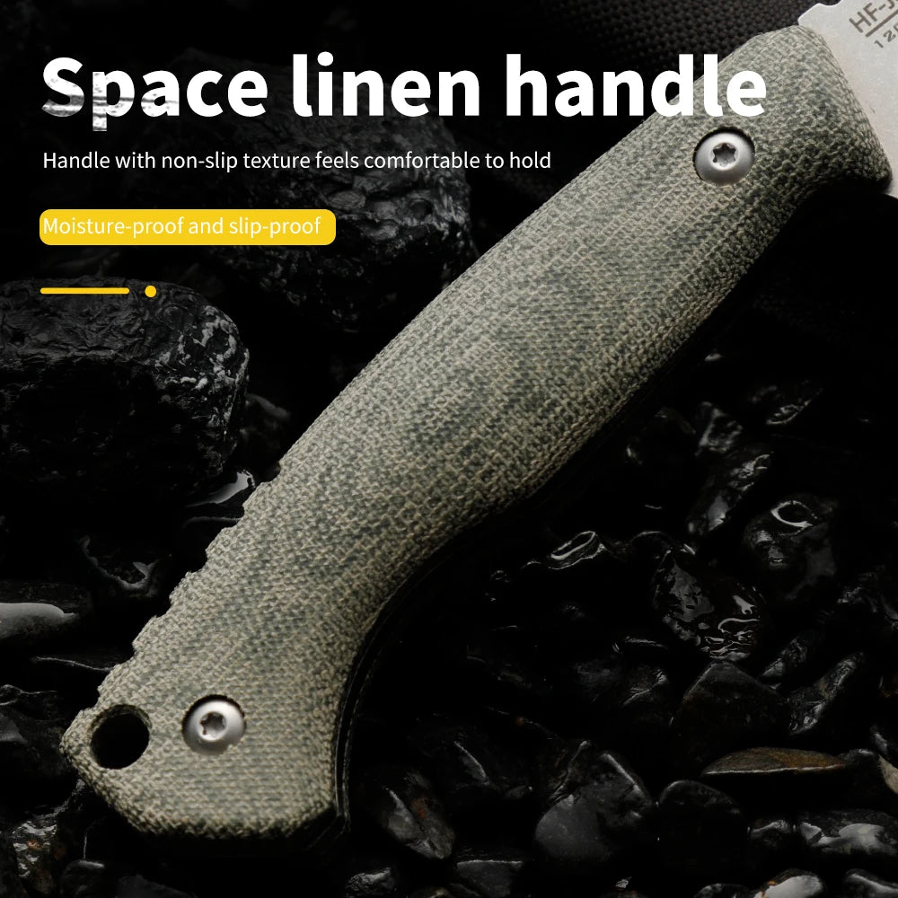Linen Handle Outdoor Survival Knife – Steel Camping Blade Outdoor Survival Knife Qst