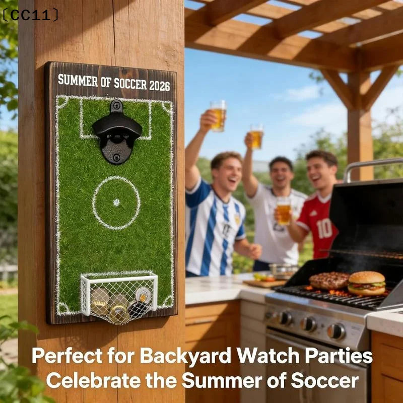 Soccer Field Wall-Mounted Bottle Opener with Magnetic Cap Catcher Wall-Mounted Bottle Opener Qme