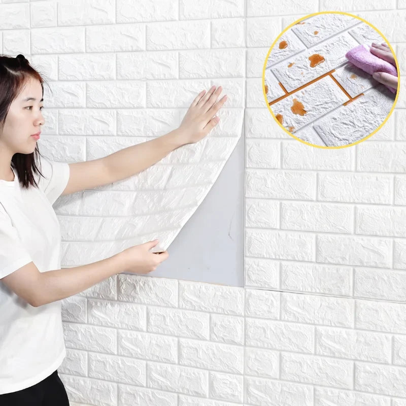 3D Brick Foam Wallpaper – Self Adhesive Waterproof Wall Panels 3D Wall Panels Qme