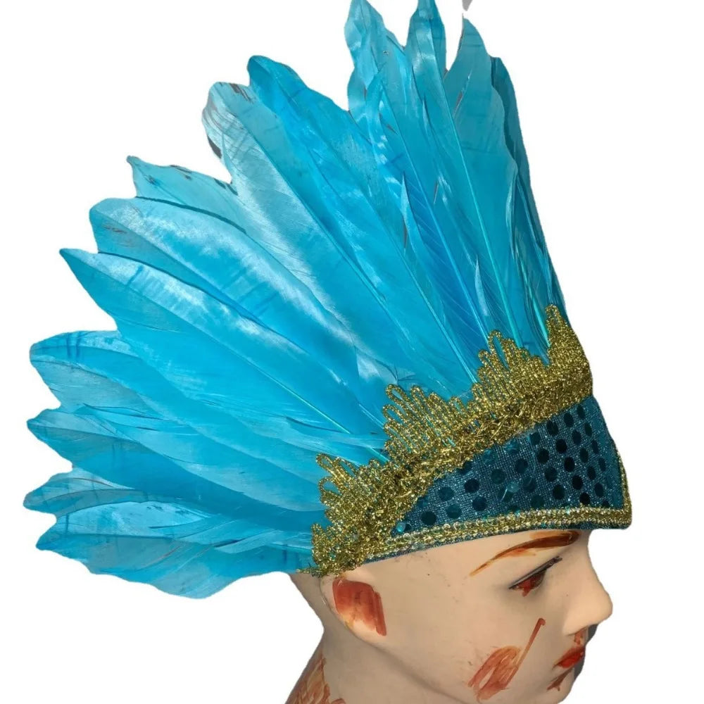 Adjustable Colorful Feather Headdress – Carnival & Costume Costume Headdress Qme Blue