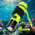 3800 Lumen Rechargeable Scuba Diving Flashlight – IPX8 Diving Flashlight Qst Black green Fixed focus Built in 2000mah