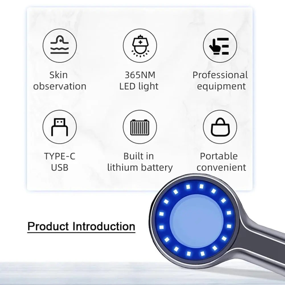 Wood's Lamp Skin Analyzer – 365nm UV, 16 LED, 4000mAh UV Skin Analyzer Qst