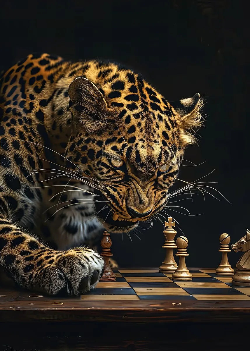 Wild Animals Chess Canvas Wall Art Poster – Tiger Lion Bear Canvas Wall Art Qst xx-5 40x60cm Unframed