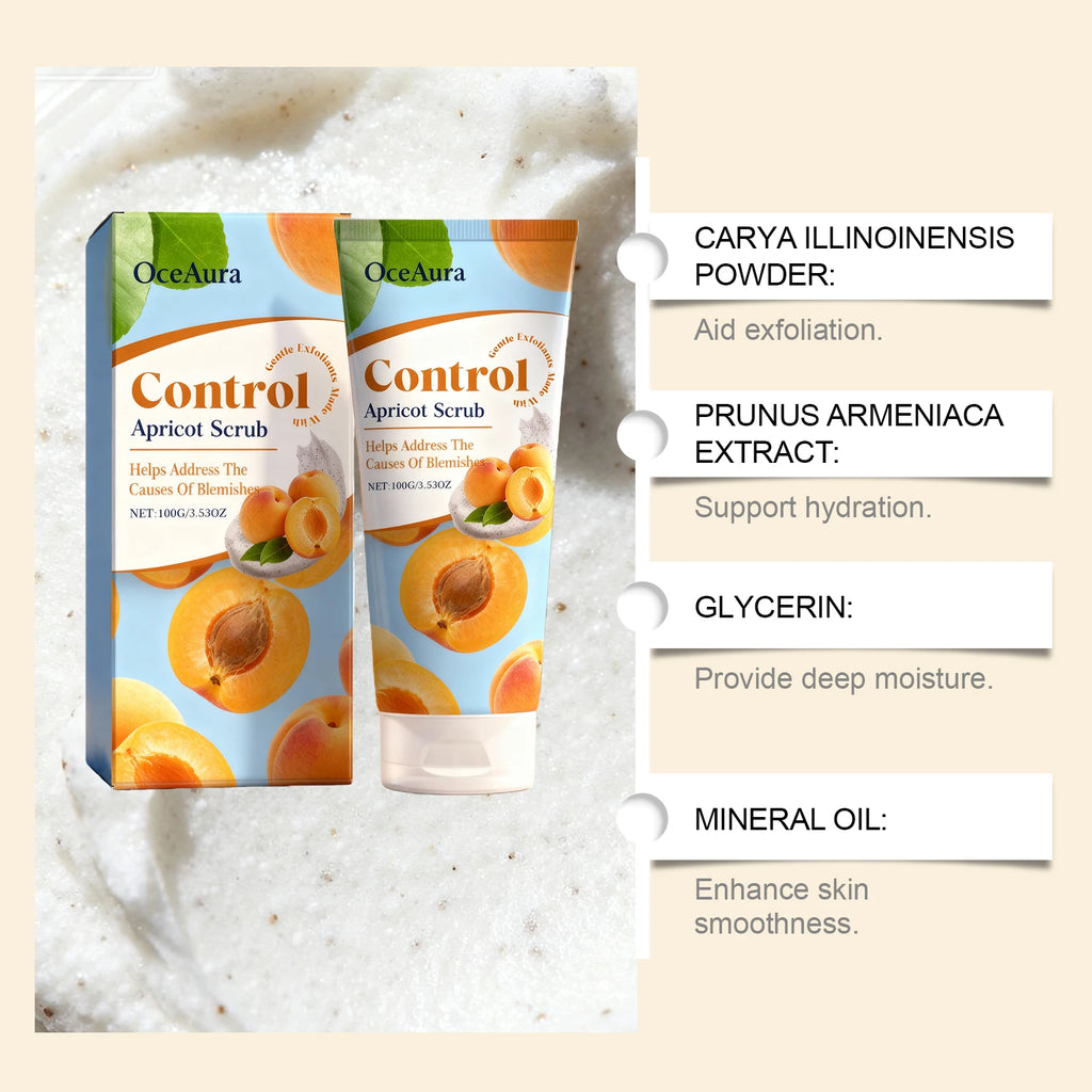 OceAura Apricot Face Scrub – Gentle Exfoliating 100g Facial Exfoliating Scrub Qst