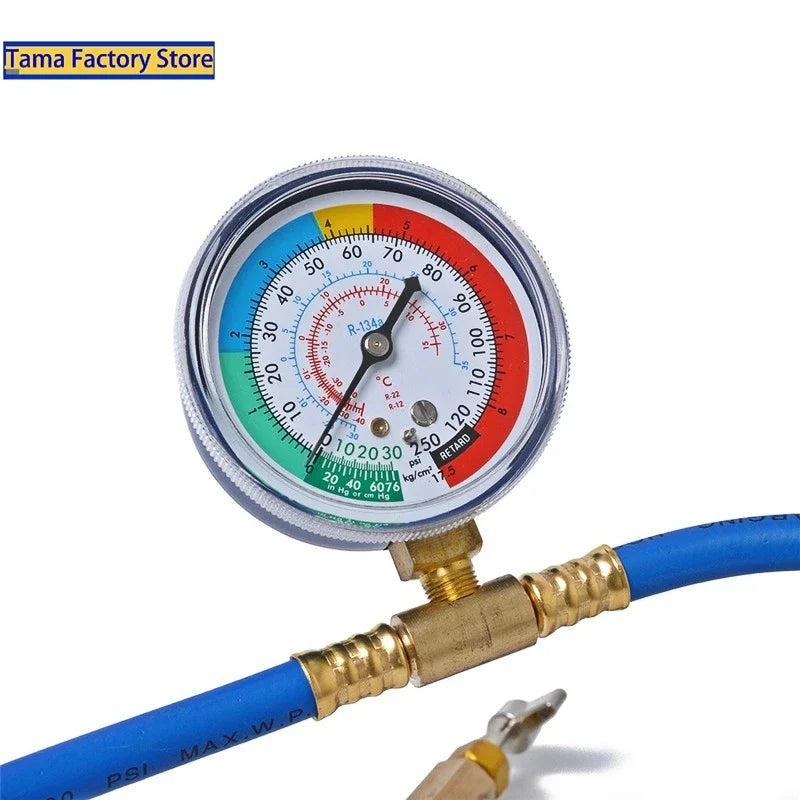 R134A Car AC Refrigerant Recharge Hose with Pressure Gauge AC Recharge Hose Kit Qme