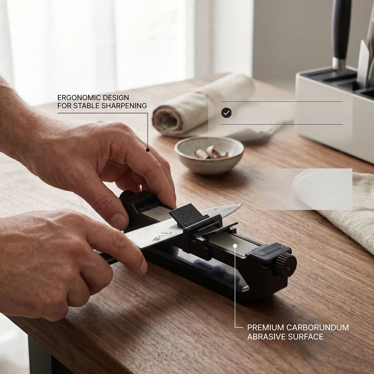 Adjustable Knife Sharpener Angle Guide – 15, 17 & 25 Degree Knife Sharpening Guide Qme