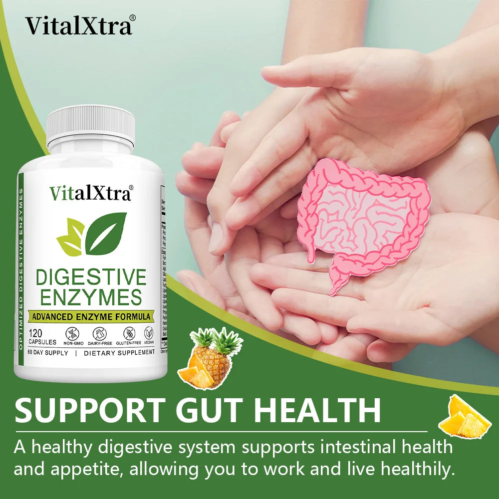 VITALXTRA Digestive Enzymes Capsules – 18 Essential Enzymes Digestive Enzyme Supplement Qst
